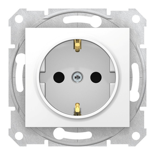 Розетка Schneider Electric SEDNA, скрытый монтаж, с заземлением, со шторками, белый