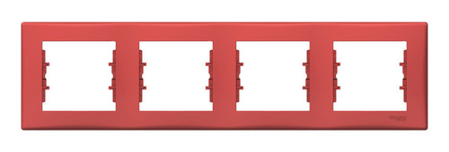 Рамка 4 поста Schneider Electric SEDNA, горизонтальная, красный