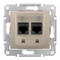 Розетка двойная компьютерная RJ45 Cat.6 Schneider Electric SEDNA, титан